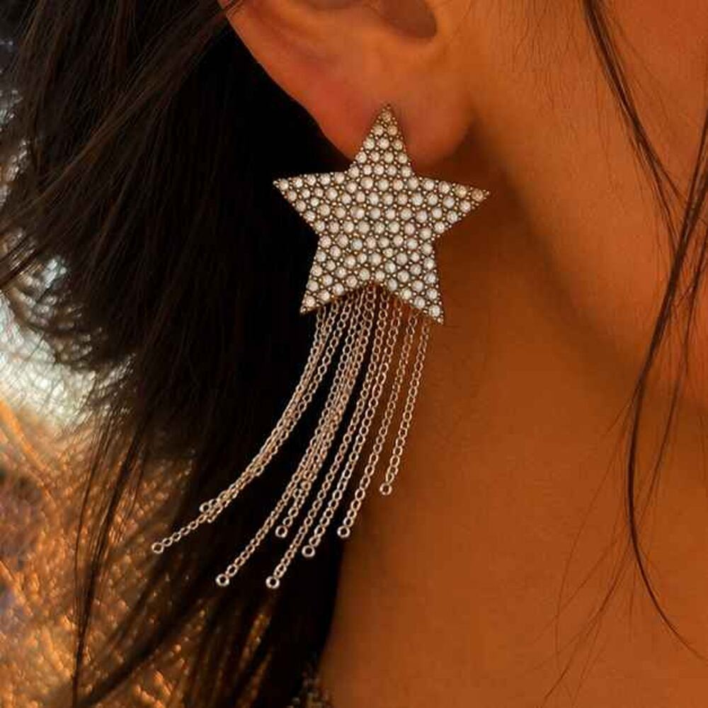 Paris Hilton Sliving 8 Other Reasons Star Chain Statement Earrings Festival Y2K